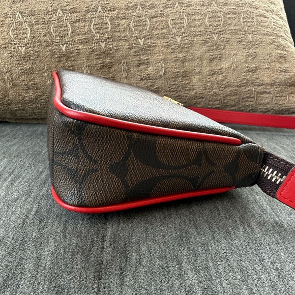 Coach Signature Brown and Red Two Way Wristlet/Handbag - Picture 9 of 14